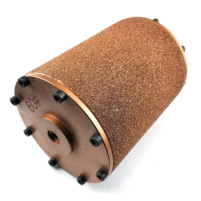 115mm  Vacuum Brazed Bush Hammer Rollers For Scratching Finish