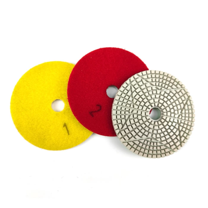 4 inch white stone polishing pads with 4-pointed star pattern